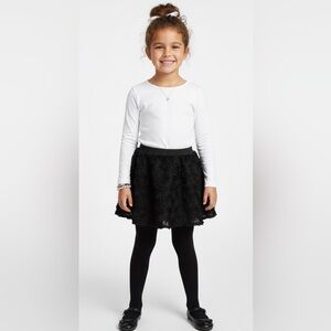 Black Flower Textured Puffy Skirt